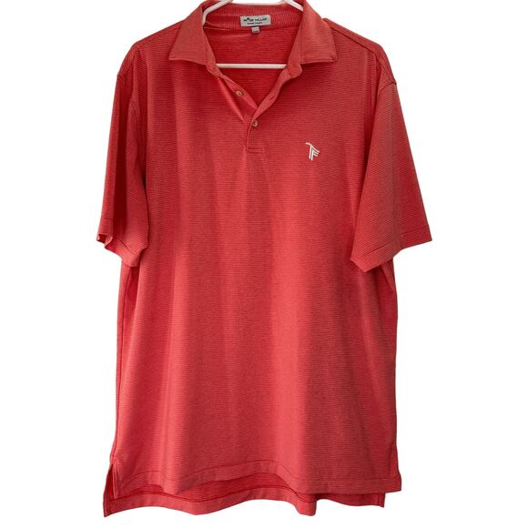 Peter Millar Summer Comfort Coral Striped Polo Shirt Size Large - Picture 1 of 7